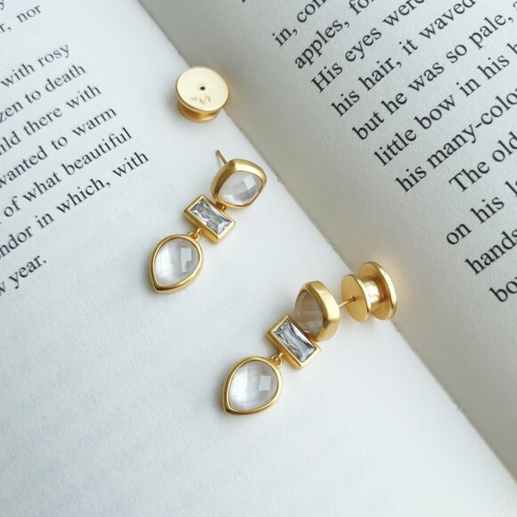 Julie Vos Gold and White Earrings - Picture 3 of 3